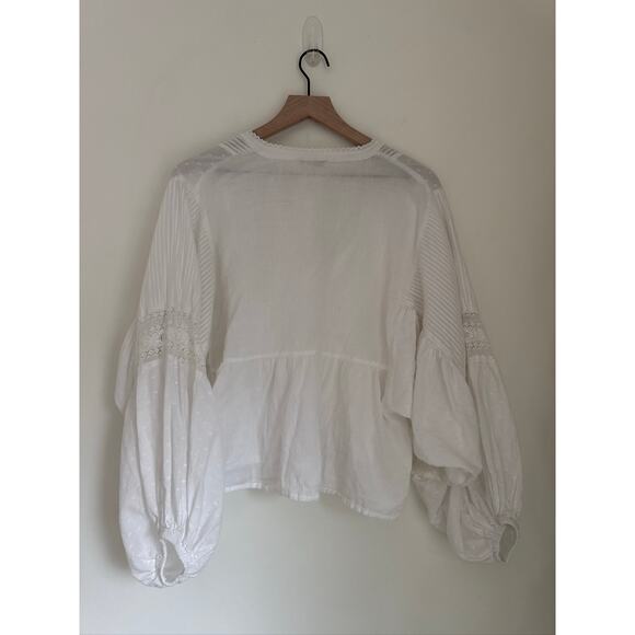 Mes Demoiselles Angela 100% Cotton White Boho Pintuck Blouse - Picture 8 of 10